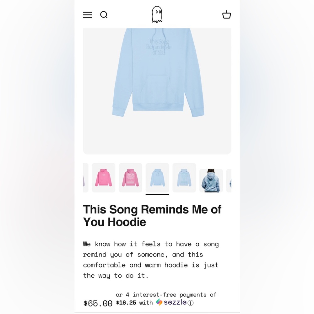 Lonely Ghost This Song Reminds Me of You Hoodie. Size large.